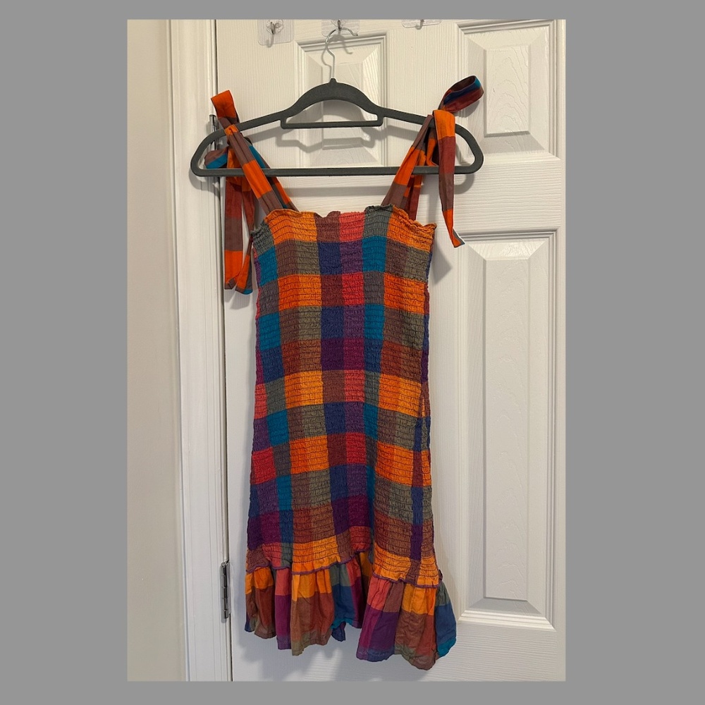 Sezane Velvet Dress Multicolour Check Print - Size 4